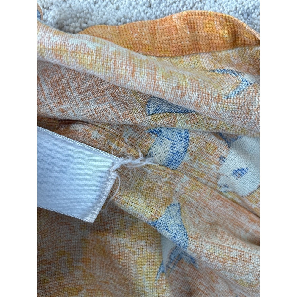 Men's Silk Nautical Fish Print Button Up Shirt Coastal Beach Orange Medium - Picture 8 of 8